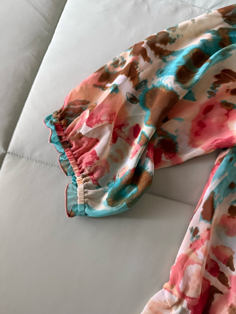 Apt. 9 Turquoise Multi Floral Tie-Front Sheer Blouse - Picture 8 of 15